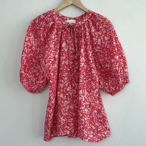 House of Harlow 1960 Martine Puff Sleeve Pink Print Top